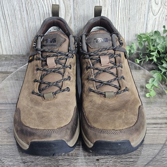 Teva Riva RP Brown Leather Waterproof Hiking Shoes Vibram Sole Men Size 10.5 - Picture 3 of 9